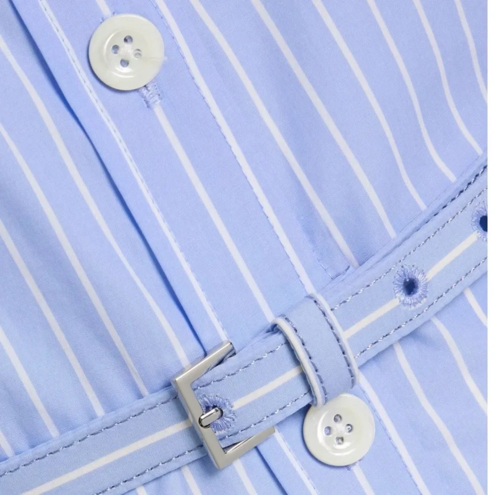 Frame The Striped Safari Blue and White Shirt Dress size S - Picture 3 of 12